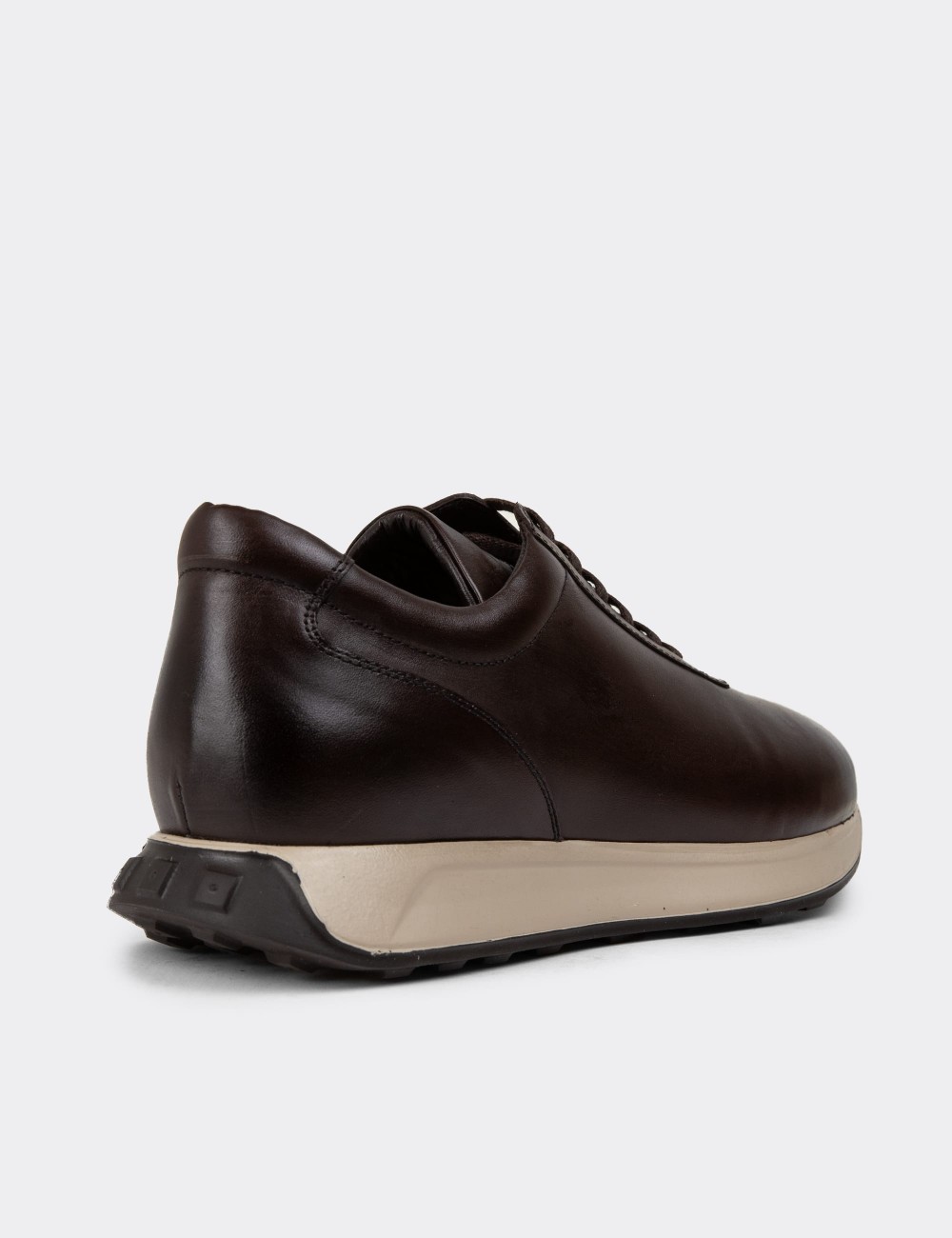 Brown Leather Sneakers - 01983MKHVE01