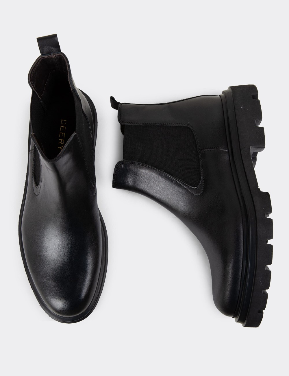 Black Leather Chelsea Boots - 01982MSYHE01