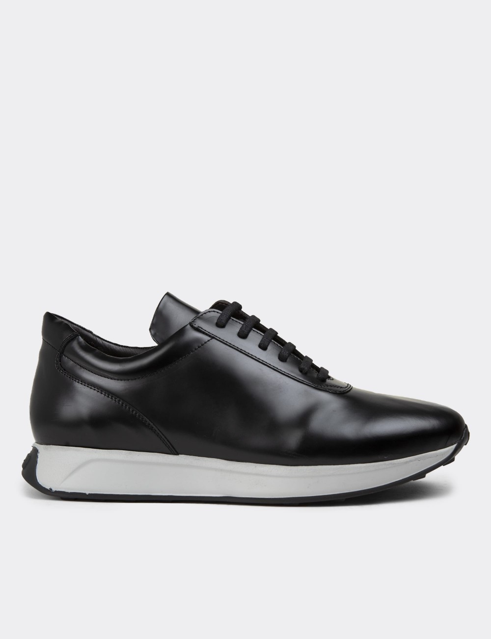 Black Leather Sneakers - 01983MSYHE01