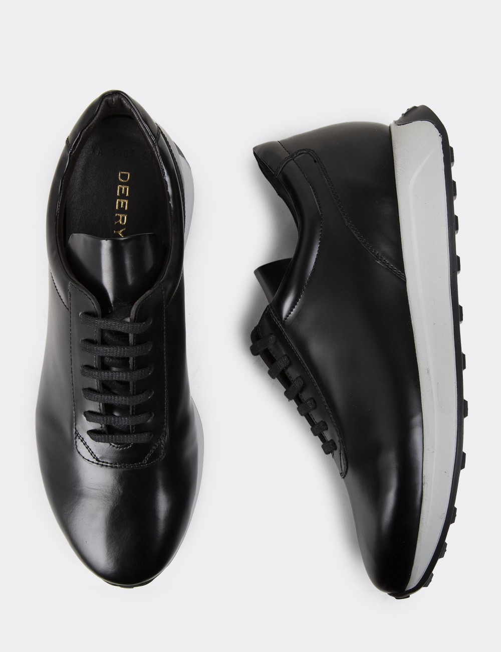 Black Leather Sneakers - 01983MSYHE01