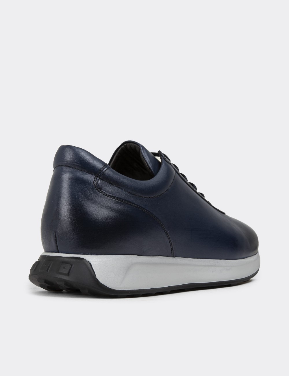 Navy Leather Sneakers - 01983MLCVE01