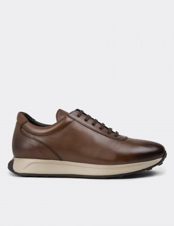 Tan Leather Sneakers - 01983MTBAE01