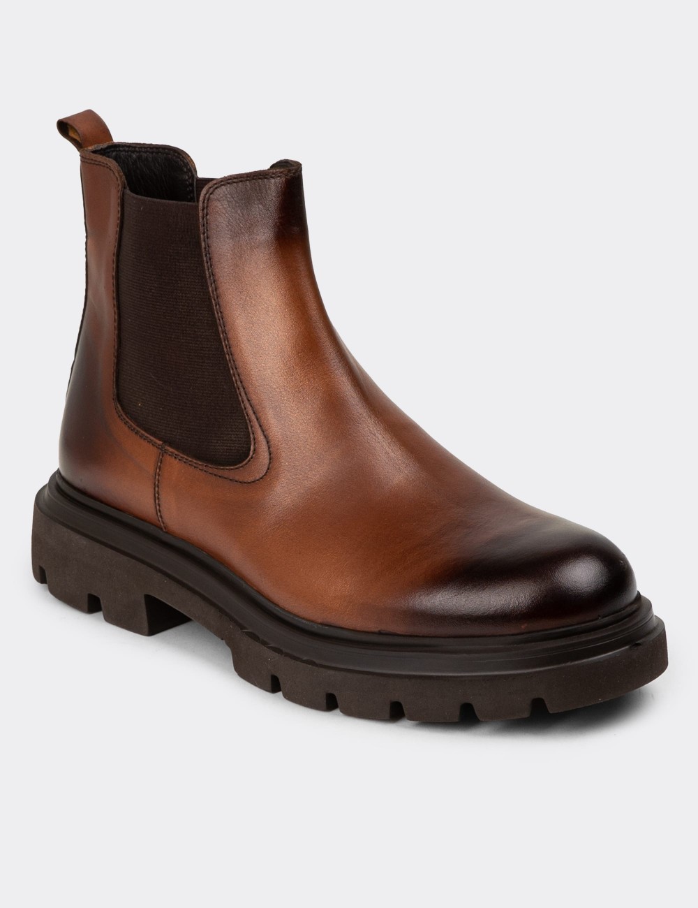 Tan Leather Chelsea Boots - 01982MTBAE01