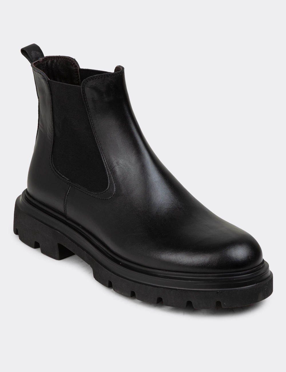 Black Leather Chelsea Boots - 01982MSYHE01