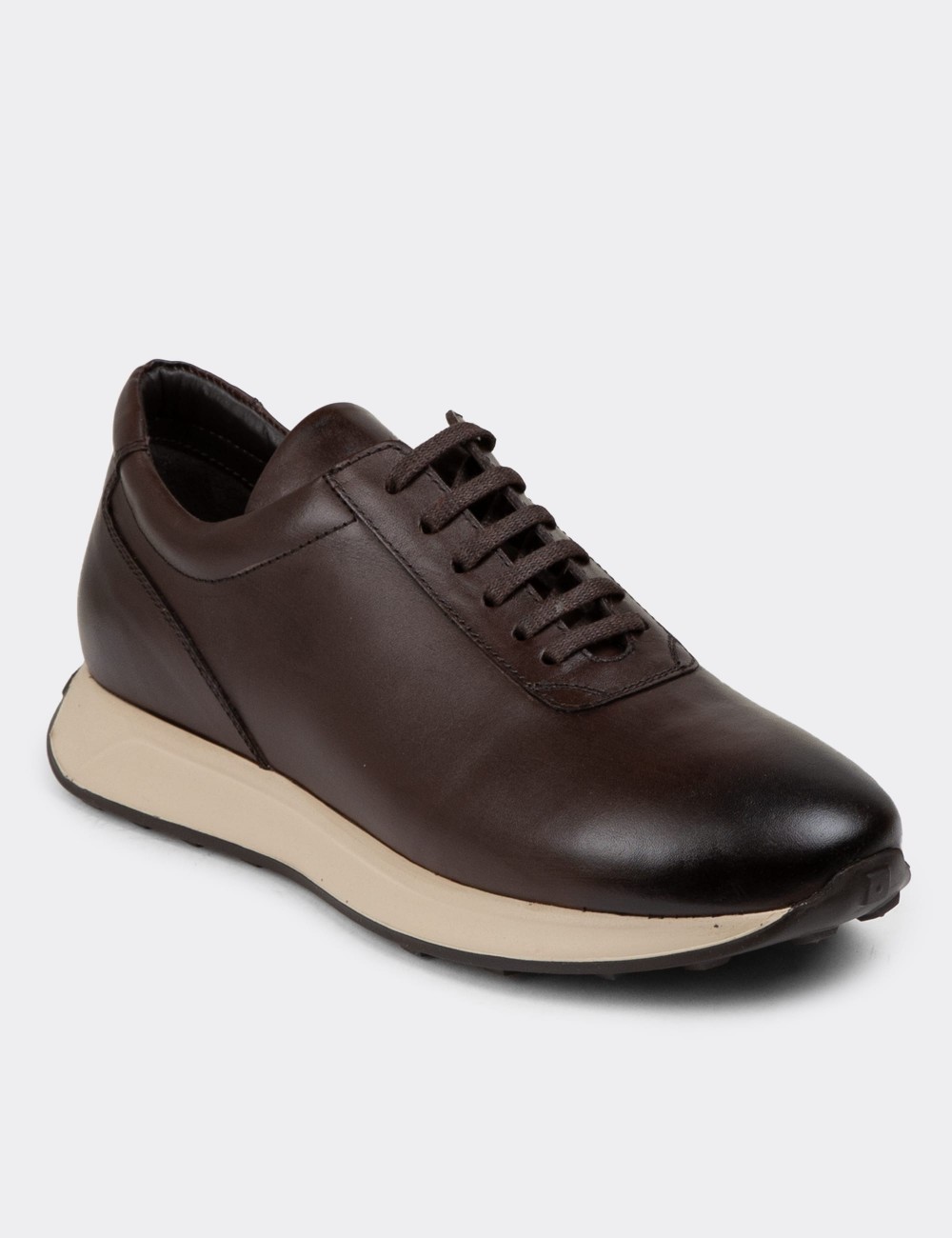 Brown Leather Sneakers - 01983MKHVE01