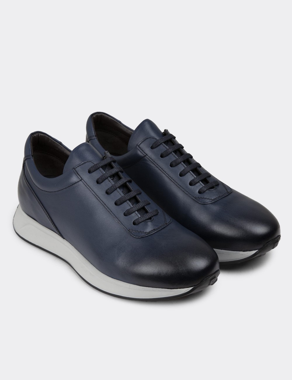 Navy Leather Sneakers - 01983MLCVE01