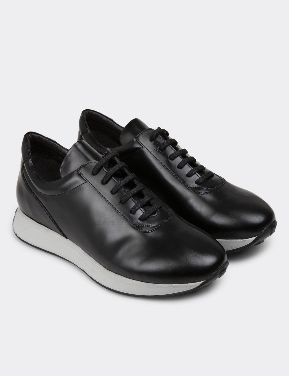 Black Leather Sneakers - 01983MSYHE01