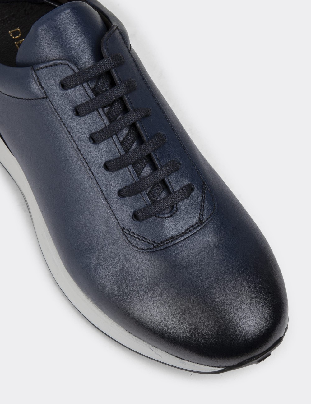 Navy Leather Sneakers - 01983MLCVE01