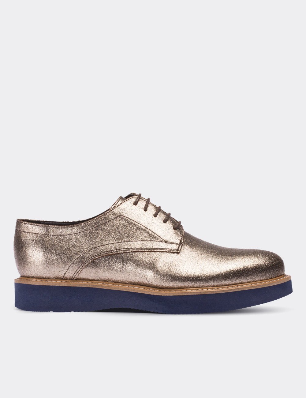Gold  Leather Lace-up Shoes - 01430ZALTE02
