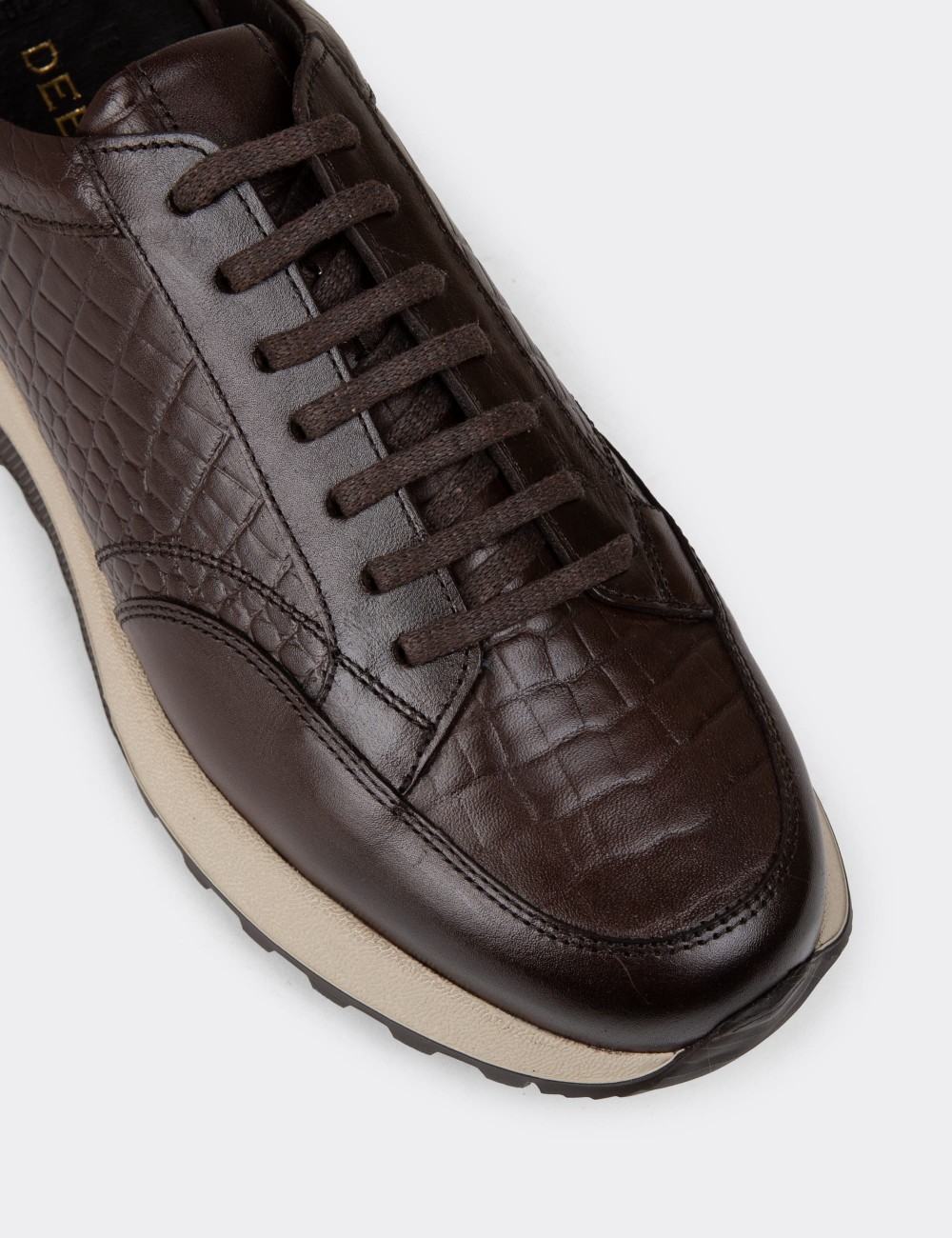 Brown Leather Sneakers - 01984MKHVE01