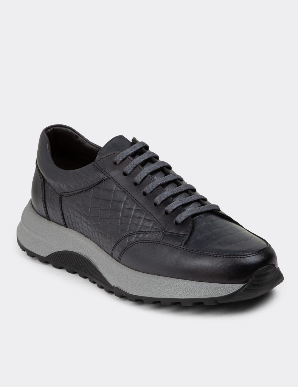 Gray Leather Sneakers - 01984MGRIE01