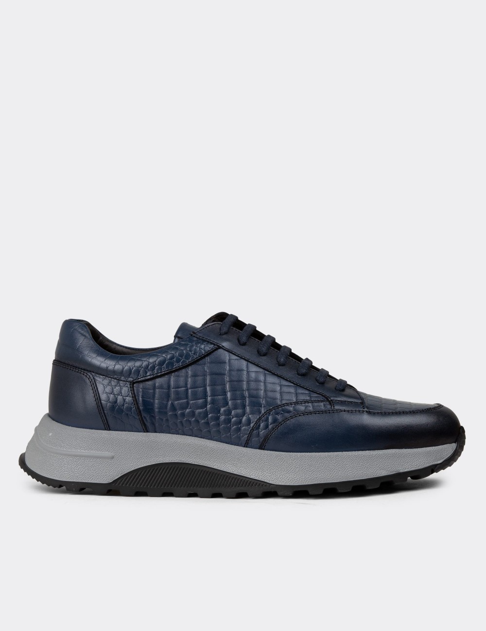 Navy Leather Sneakers - 01984MLCVE01