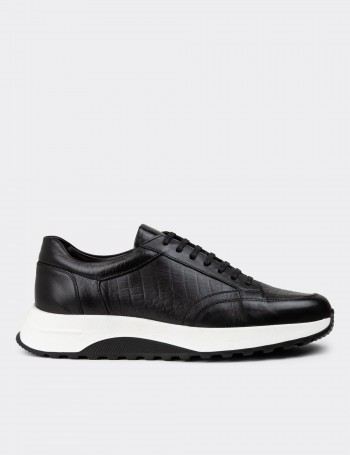 Black Leather Sneakers - 01984MSYHE01