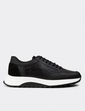 Black Leather Sneakers - 01984MSYHE02