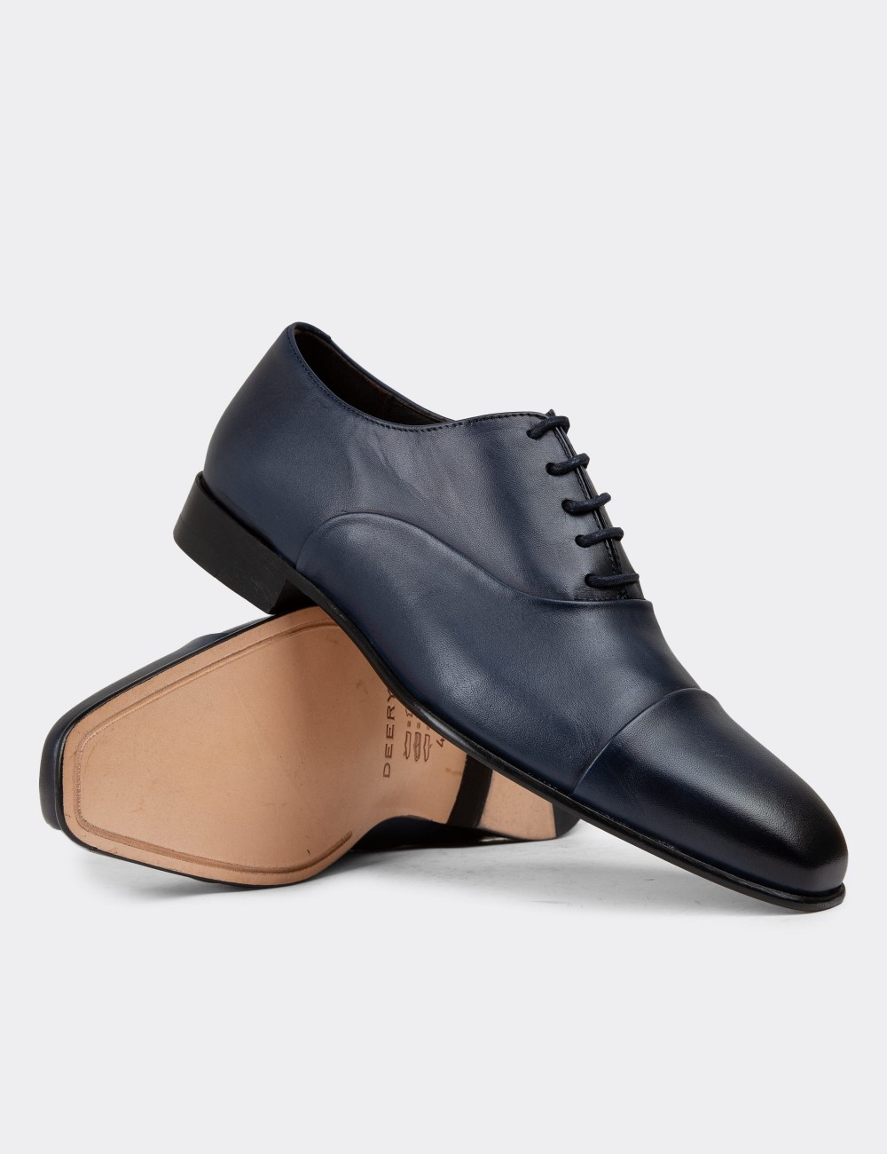 Navy Leather Classic Shoes - 01986MLCVK01