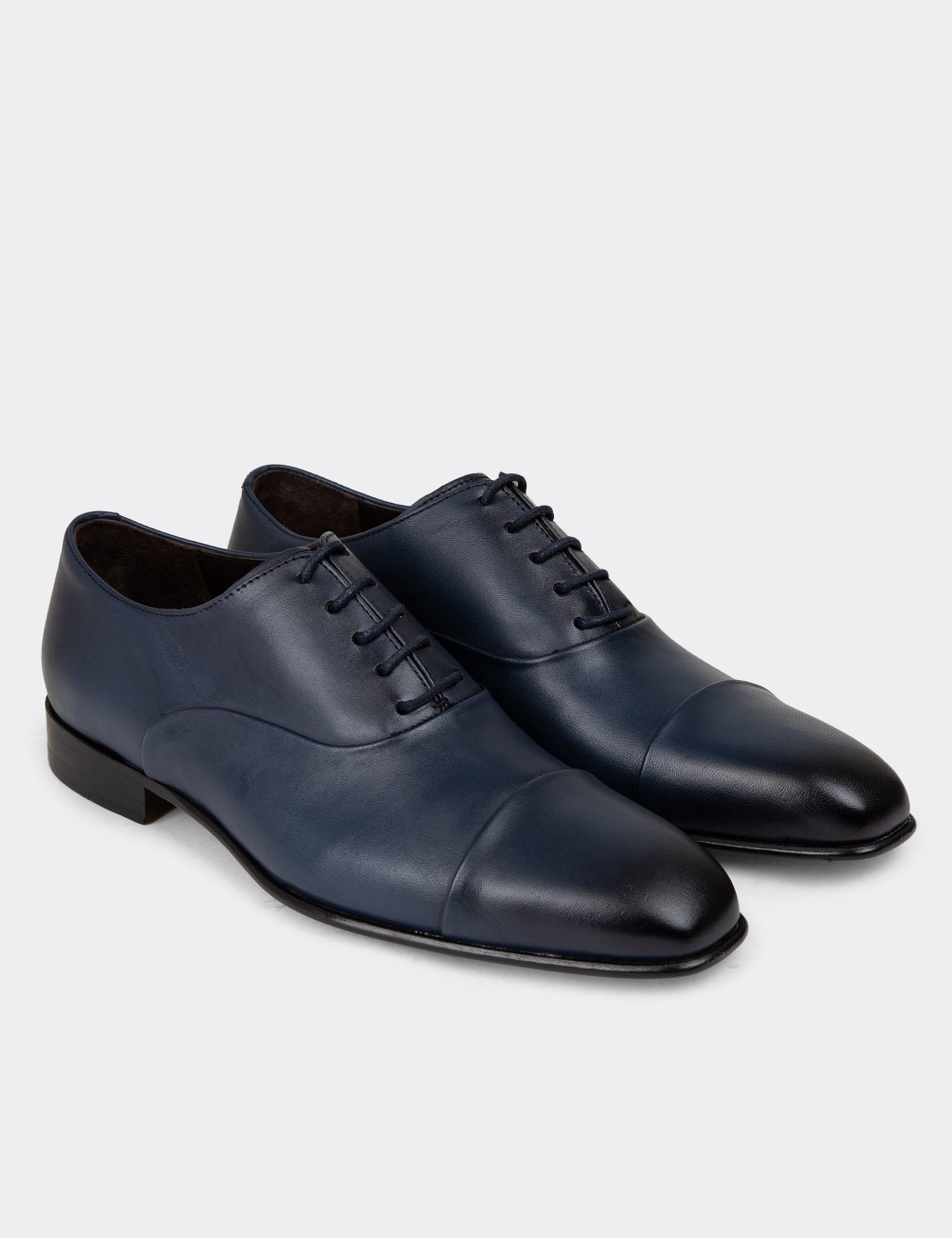 Navy Leather Classic Shoes - 01986MLCVK01