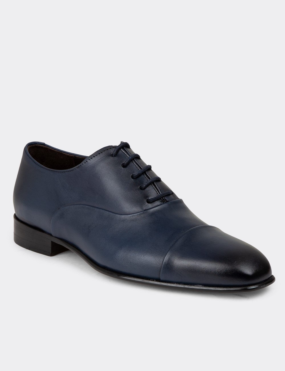 Navy Leather Classic Shoes - 01986MLCVK01