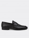 Black Leather Loafers Shoes