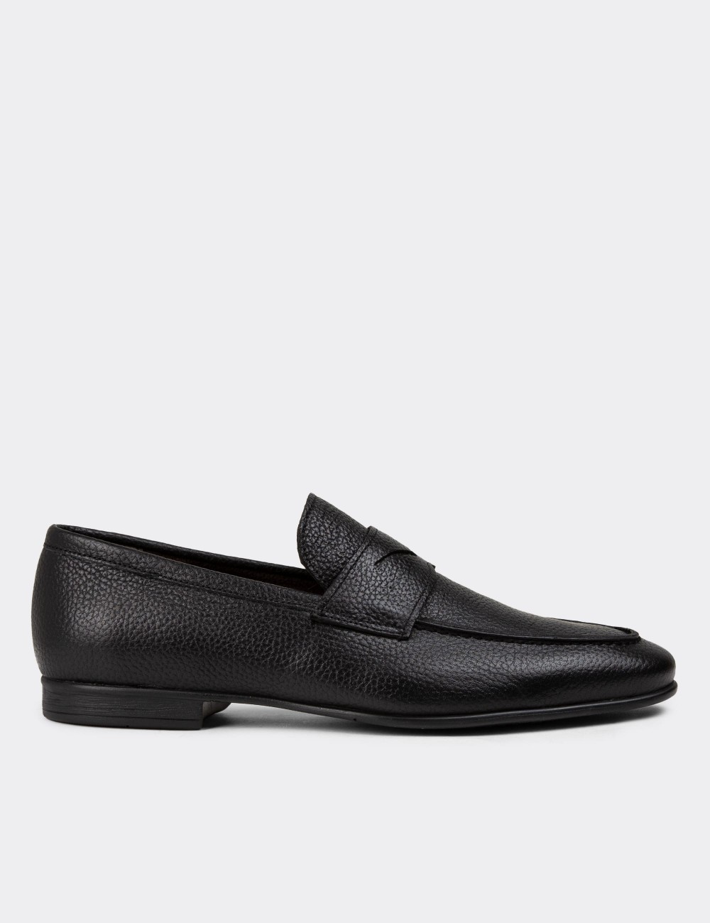 Black Leather Loafers Shoes - 01988MSYHC01