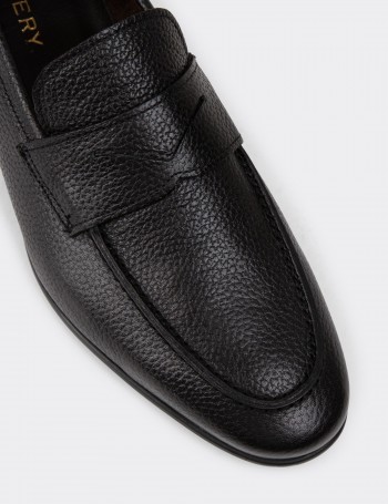 Black Leather Loafers Shoes