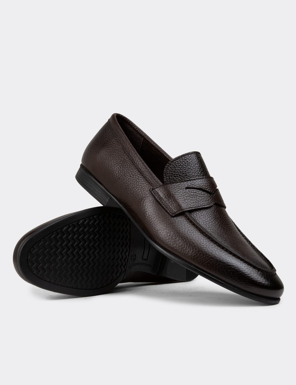 Brown Leather Loafers - 01988MKHVC01