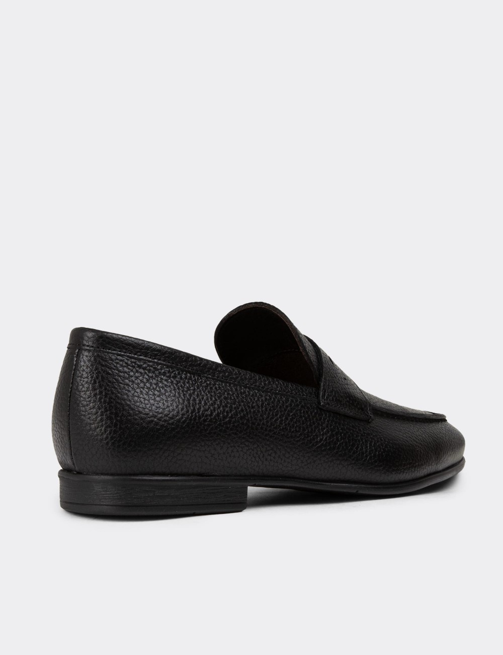 Black Leather Loafers Shoes - 01988MSYHC01