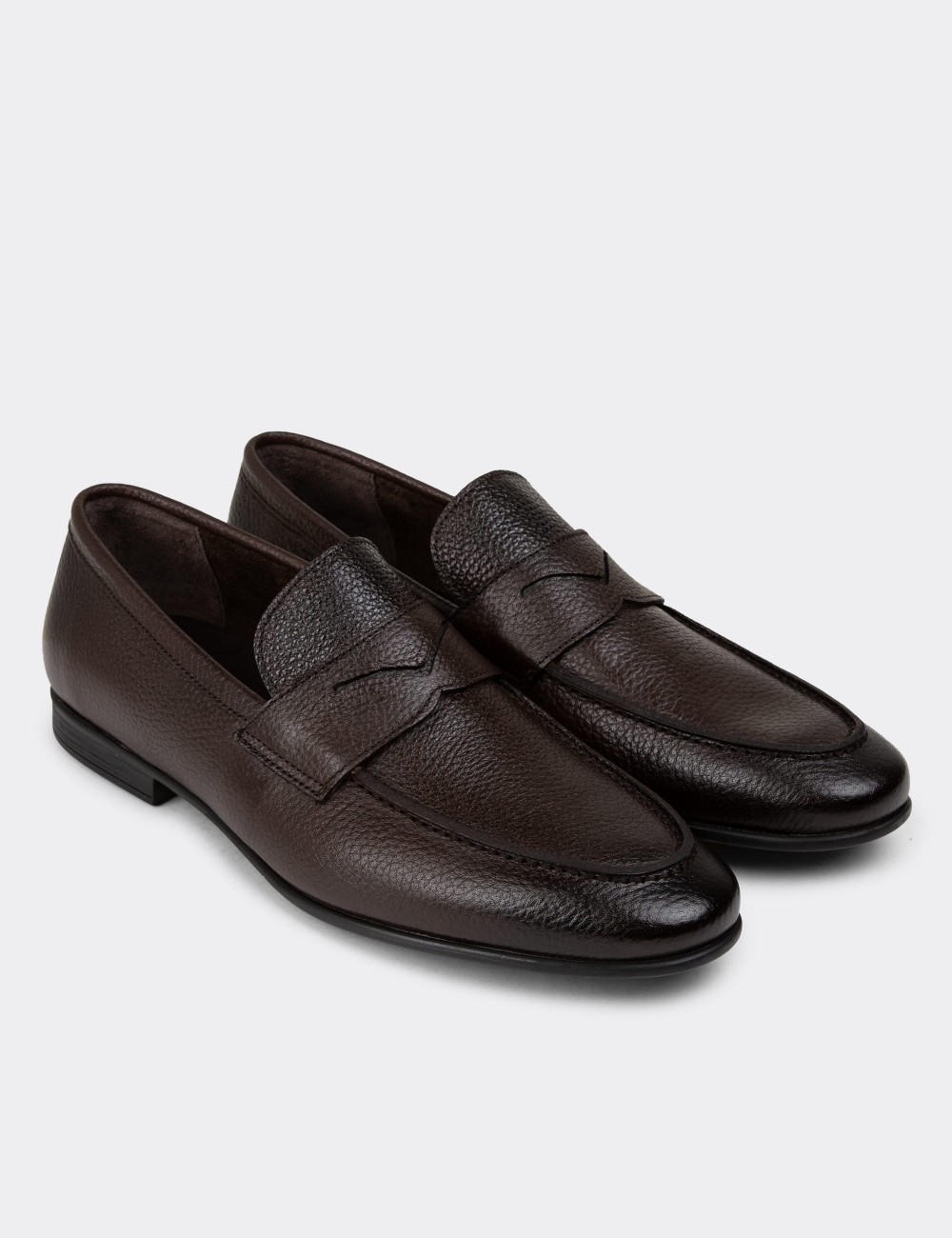 Brown Leather Loafers - 01988MKHVC01