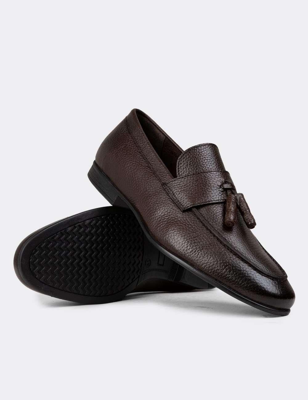 Brown Leather Loafers - 01989MKHVC01