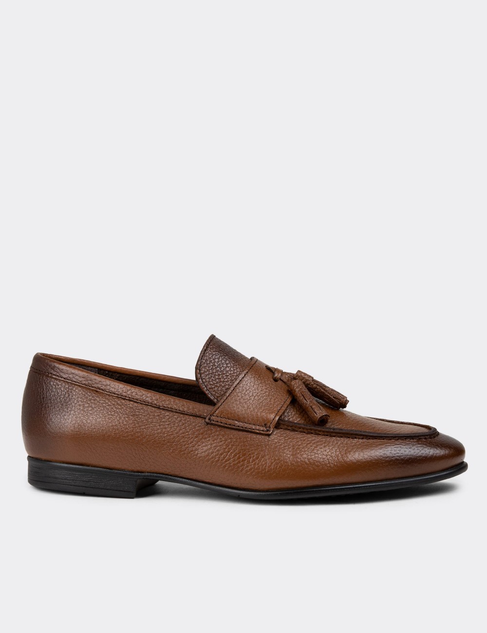 Tan Leather Loafers Shoes - 01989MTBAC01