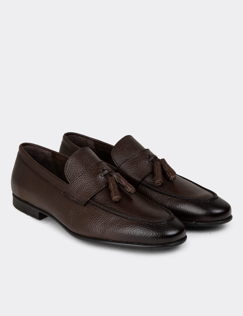 Brown Leather Loafers - 01989MKHVC01