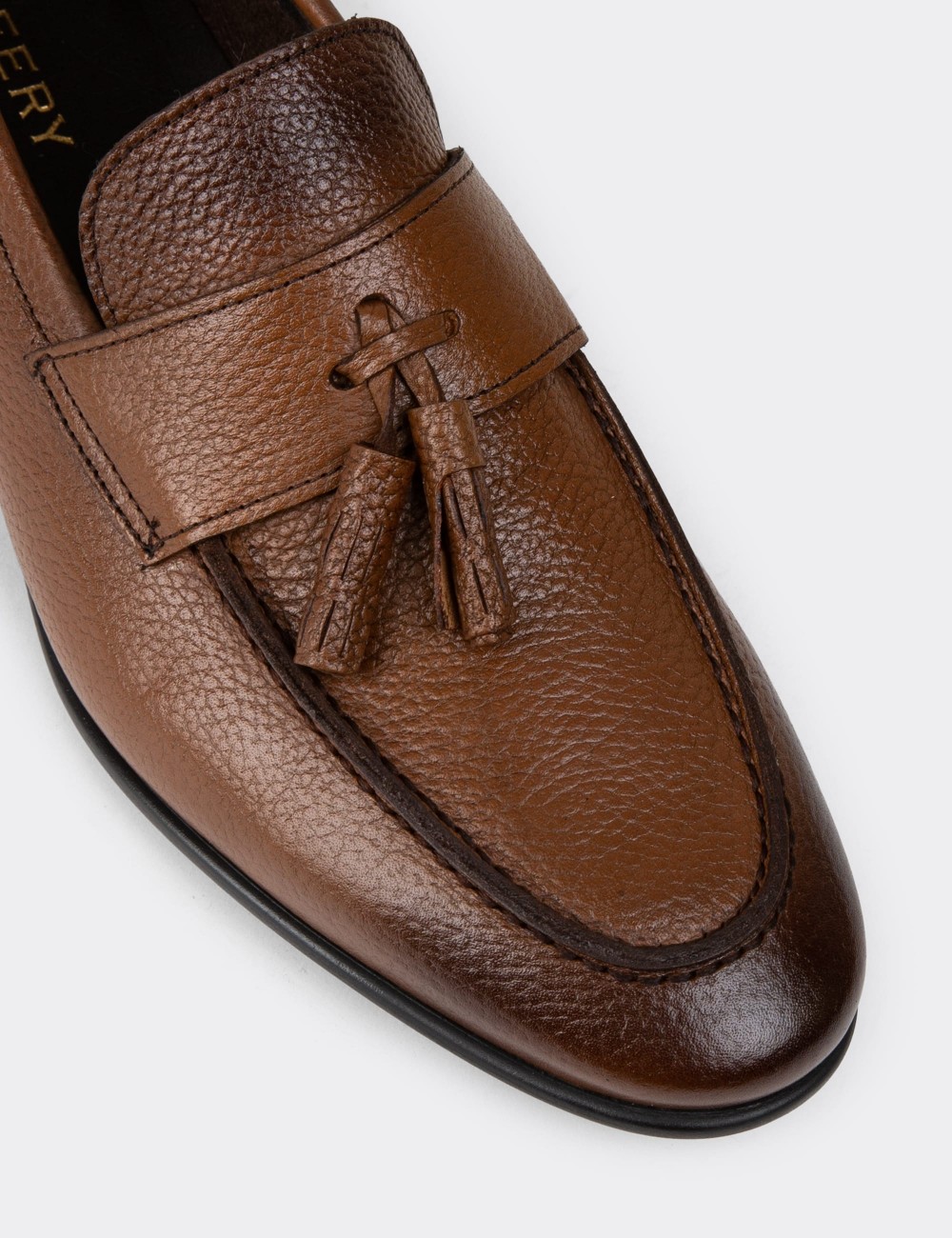 Tan Leather Loafers Shoes - 01989MTBAC01