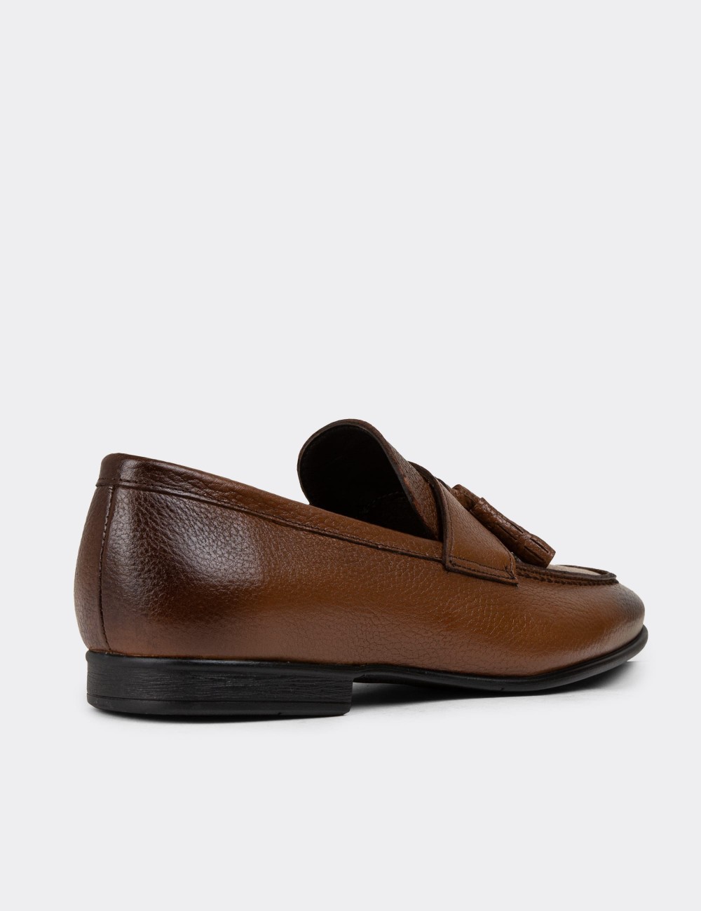 Tan Leather Loafers Shoes - 01989MTBAC01