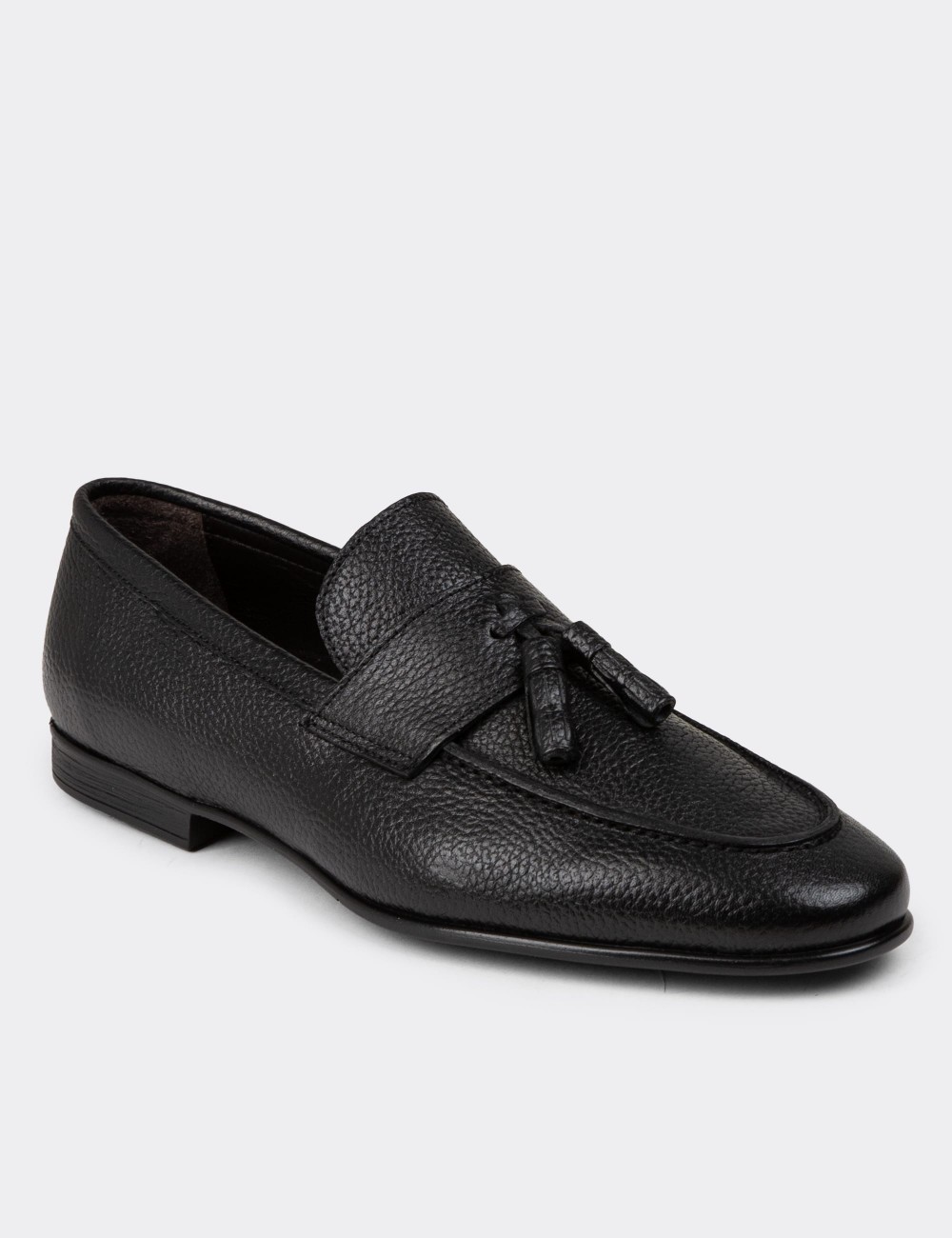 Black Leather Loafers - 01989MSYHC01