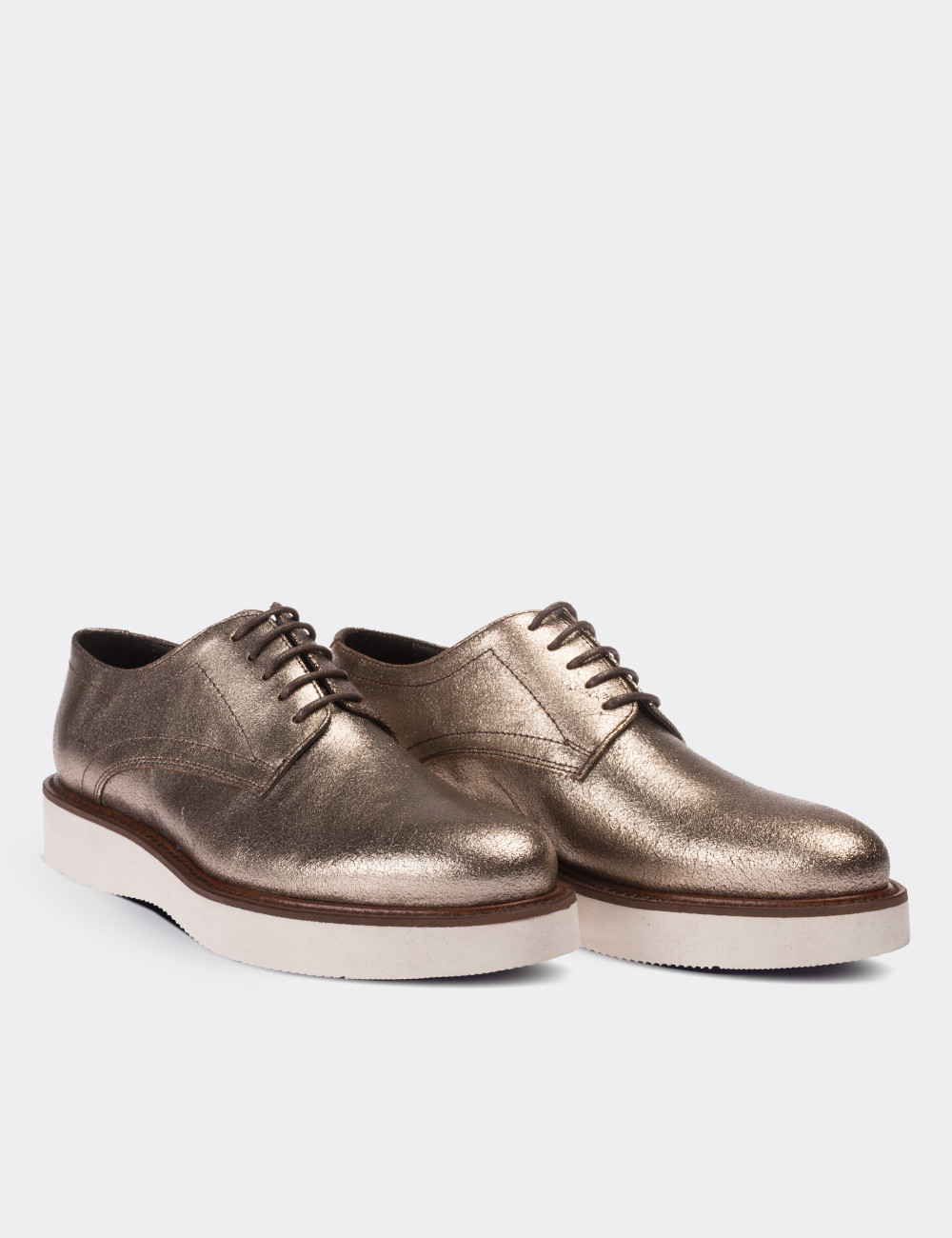 Gold  Leather Lace-up Shoes - 01430ZALTE01