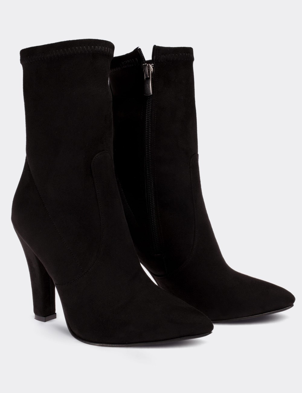 Black Leather  Boots - 02037ZSYHM01