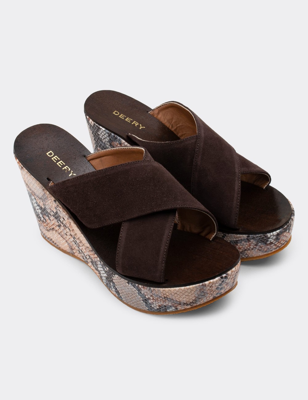 Brown Suede Leather Sandals - 02050ZKHVC03