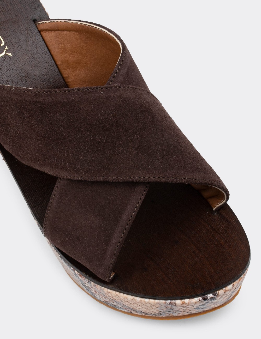 Brown Suede Leather Sandals - 02050ZKHVC03