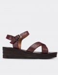 Burgundy Calfskin Leather  Sandals