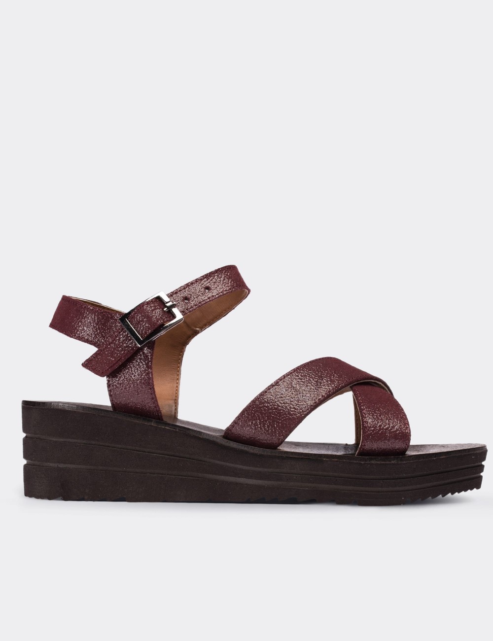 Burgundy Calfskin Leather  Sandals - 02124ZBRDC01