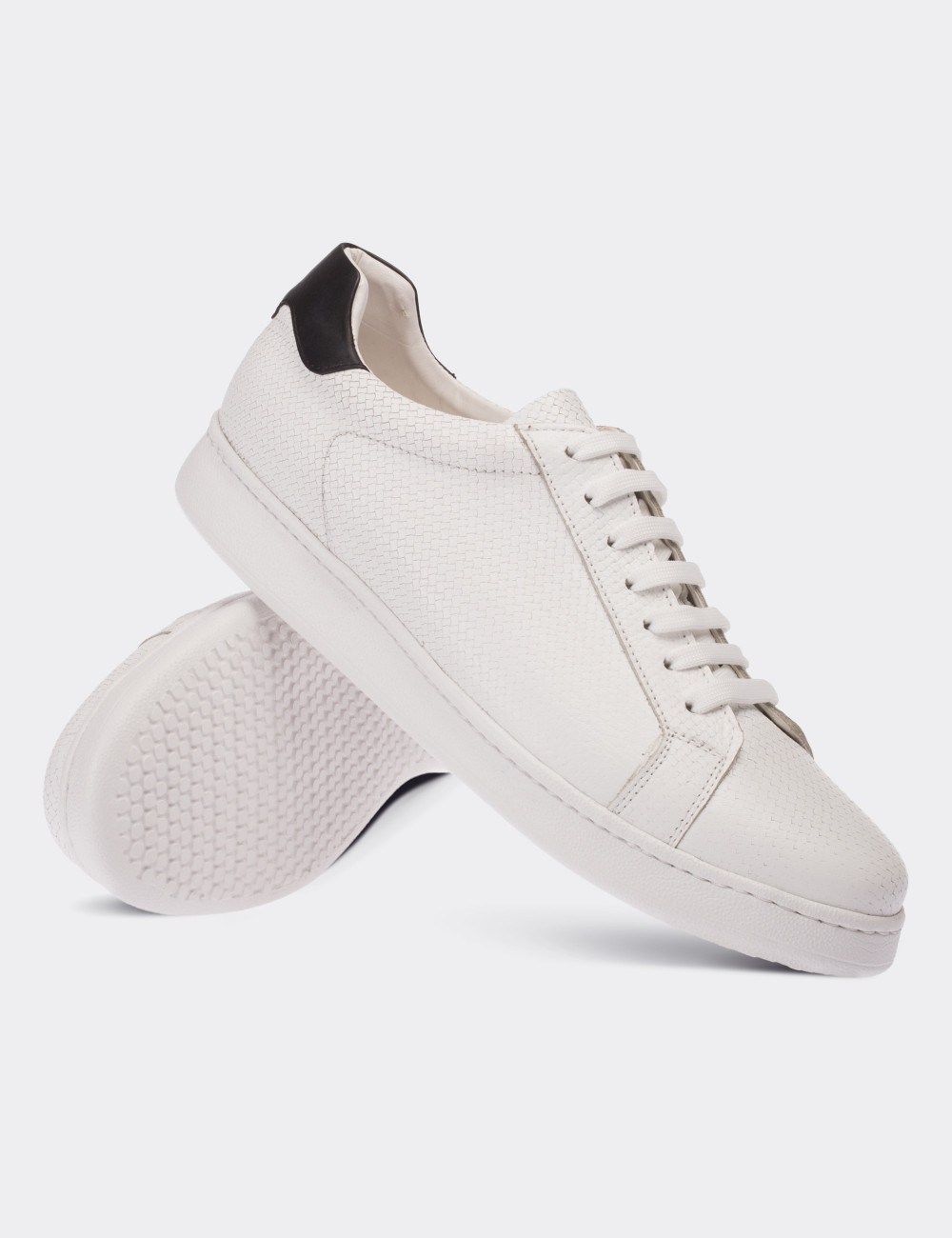 White  Leather Lace-up Shoes - 01673MBYZP02