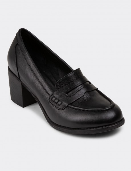 Black Leather Lace-up Shoes