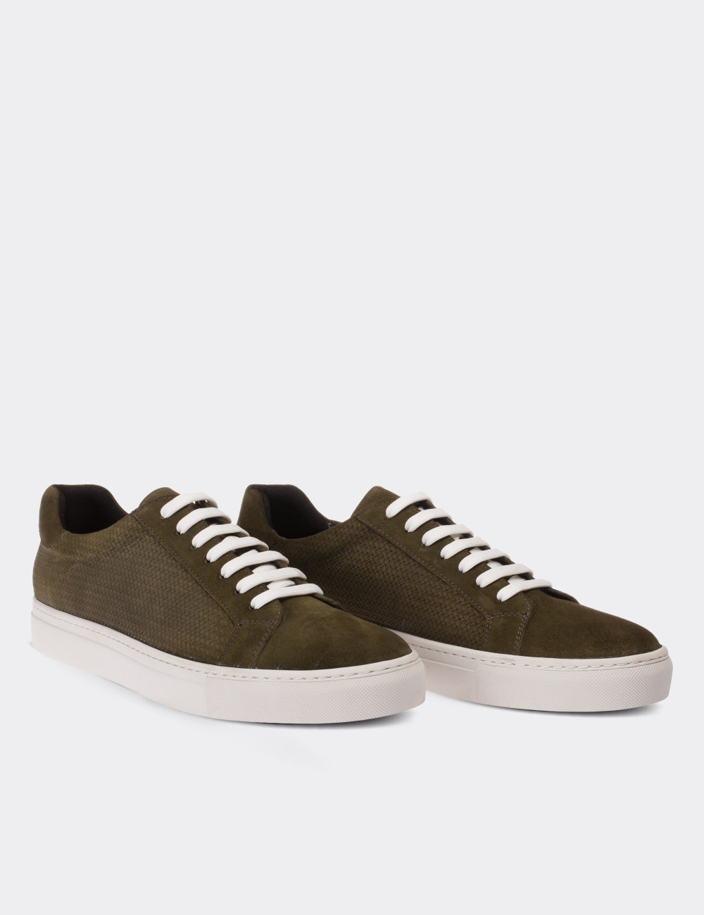 Green Suede Leather Sneakers - 01681MYSLC01