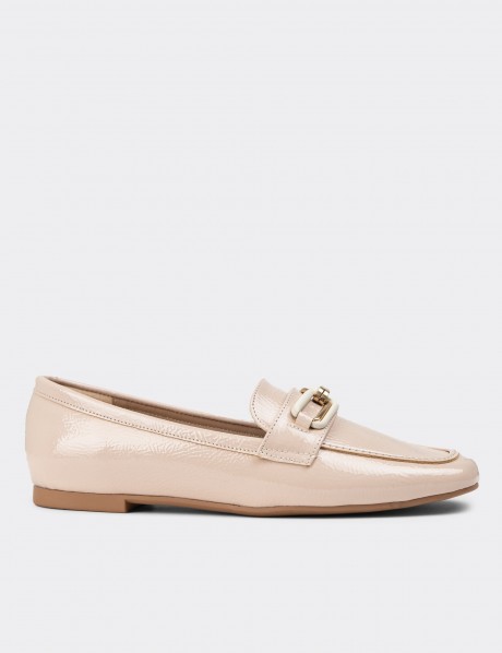 Beige Patent Moccasin
