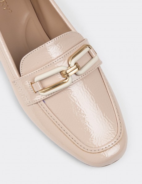 Beige Patent Moccasin