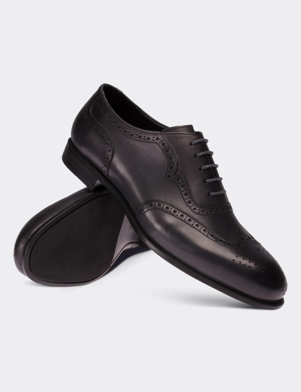 Gray Calfskin Leather Classic Shoes Deery