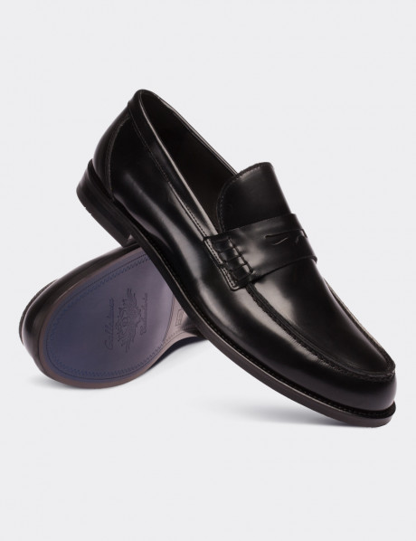 Black  Leather Loafers