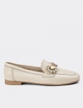 Beige Leather Moccasin