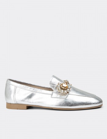 Silver Leather Moccasin - MC300ZGMSC01