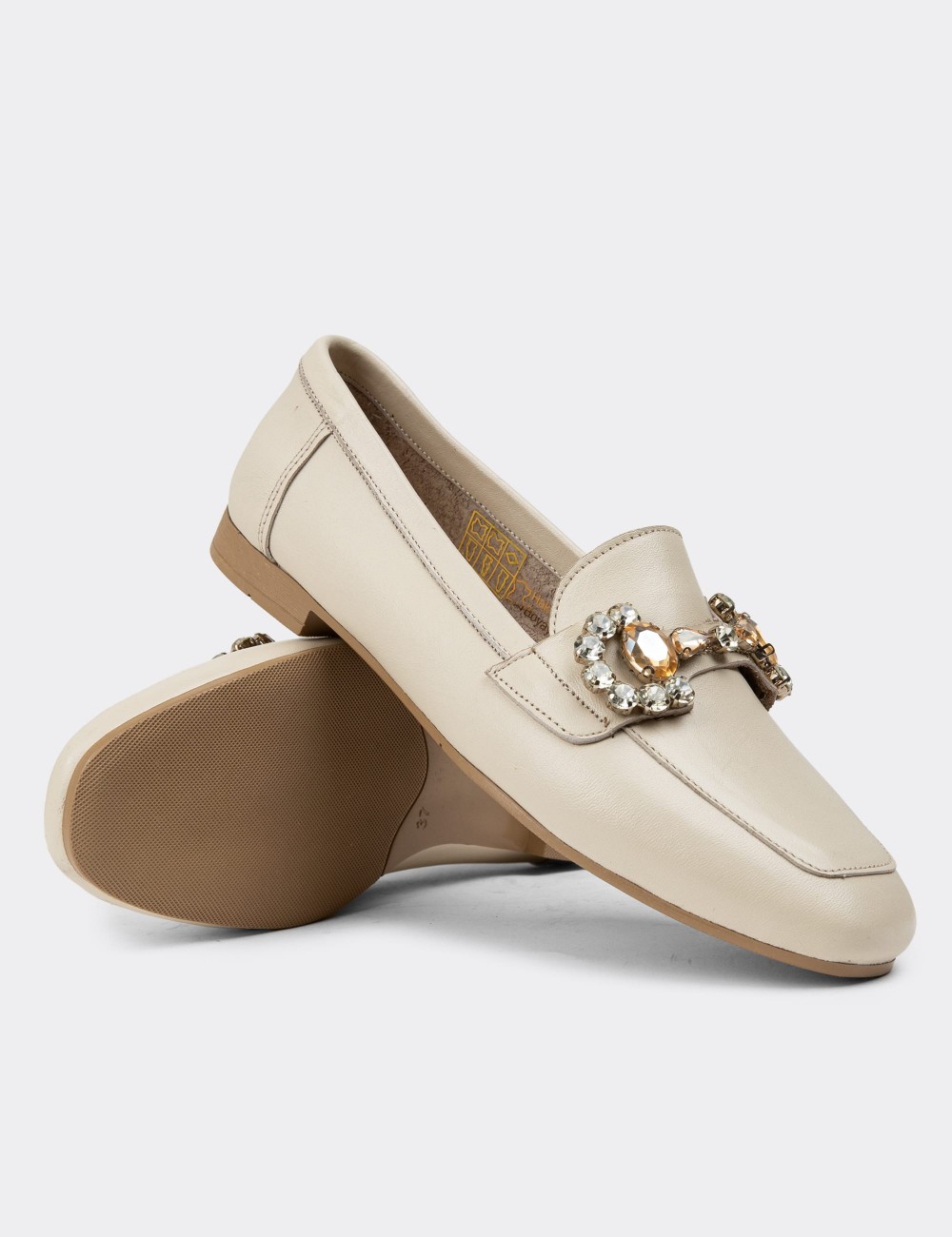 Beige Leather Moccasin - MC300ZBEJC01