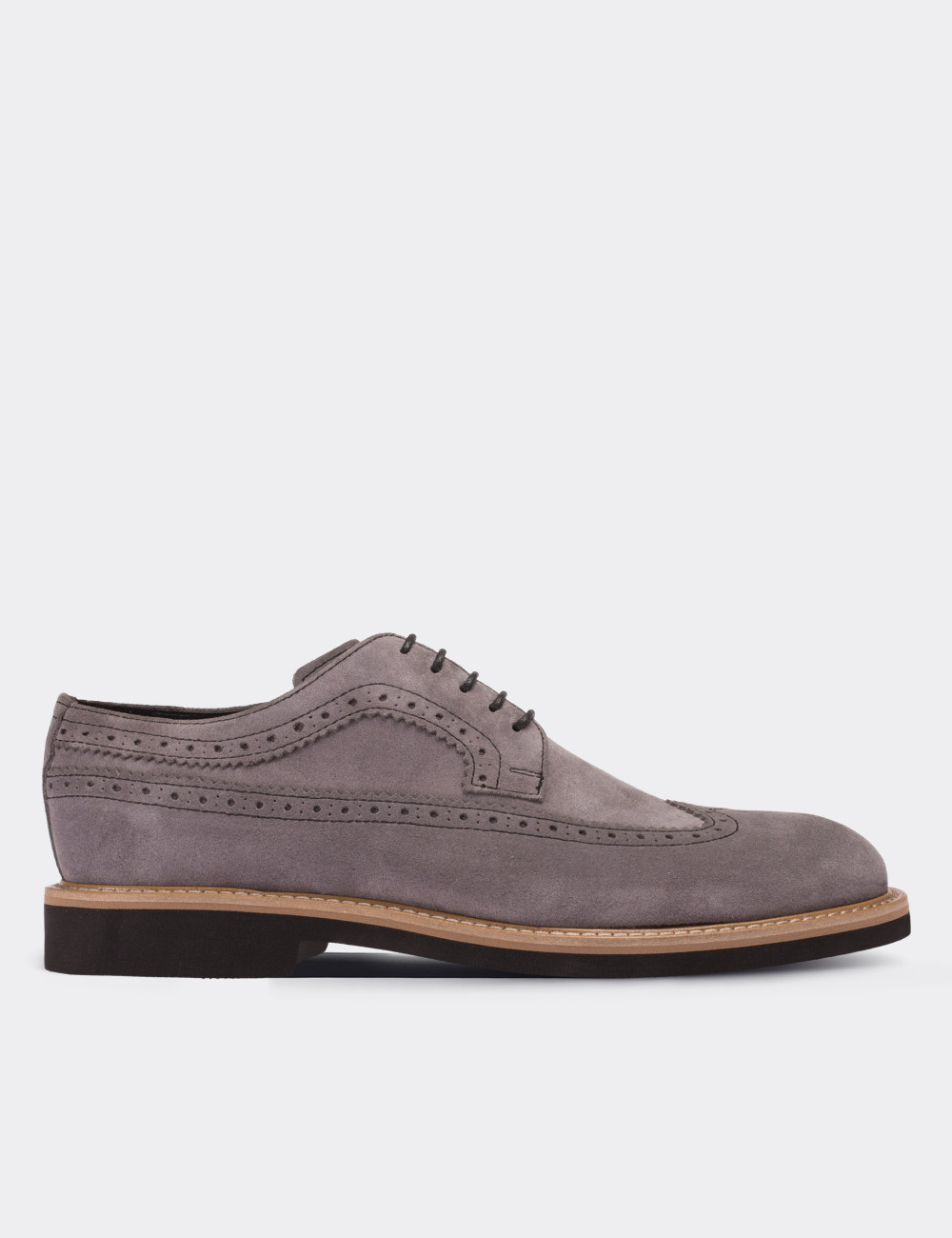 Gray Suede Leather Lace-up Shoes - 01293MGRIE03